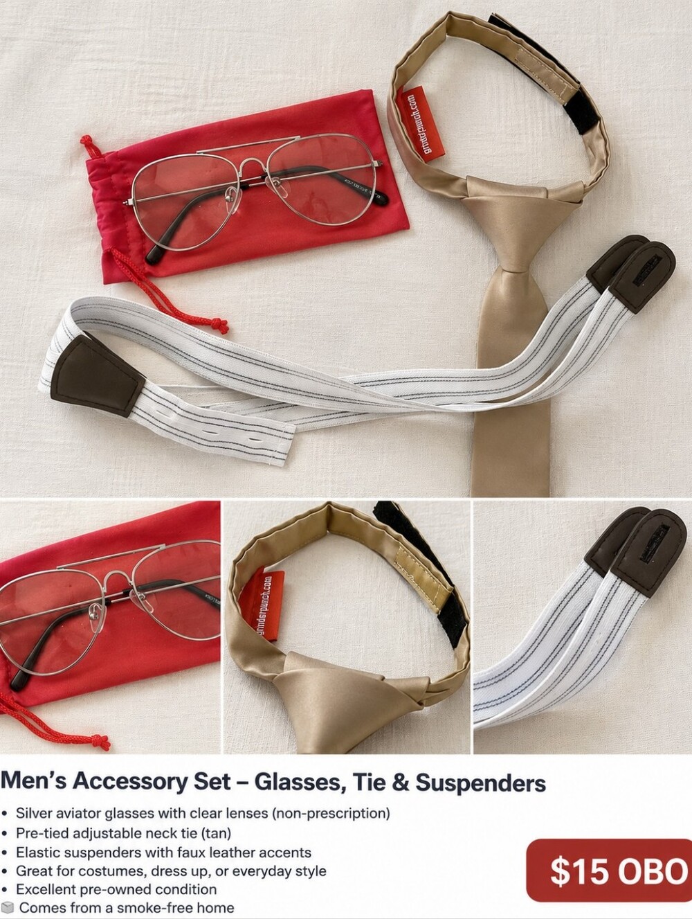 Baby Halloween Costume Suspenders, Glasses And Glasses